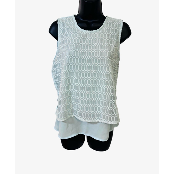 Banana Republic Mint Green Sleeveless Glass of Water Lace Overlay Blouse Small - Picture 1 of 10